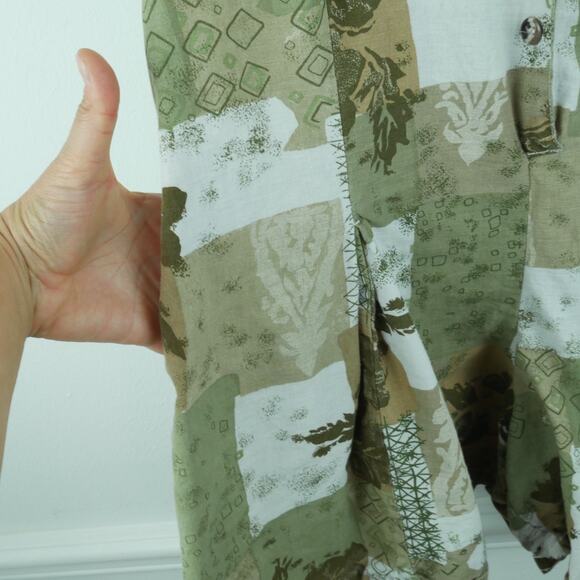 Vintage L XL Romper Linen Blend 90s Resort Festival Hippy Beach Patchwork Hawaii - Picture 5 of 8